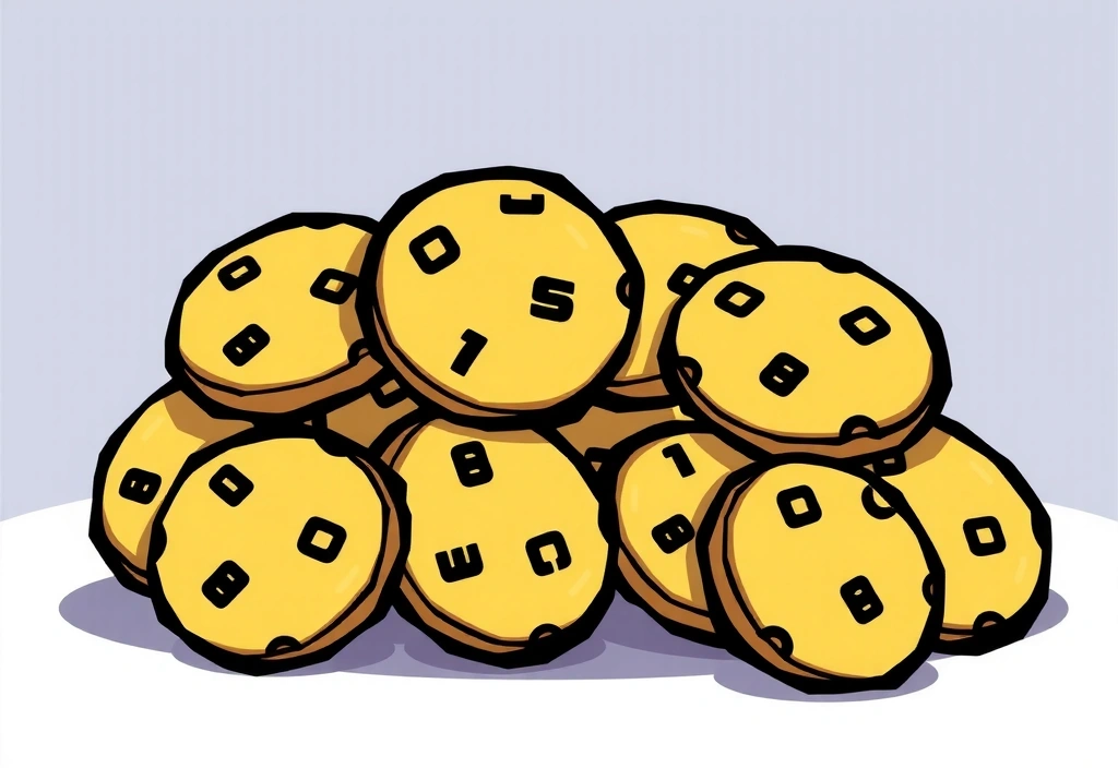 Ilustrace souborů cookie jako malé digitální sušenky