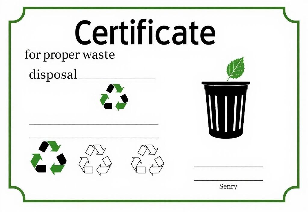 Certifikát pro likvidaci odpadu.