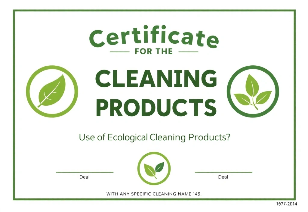 Certifikát pro použití ekologických čisticích prostředků.