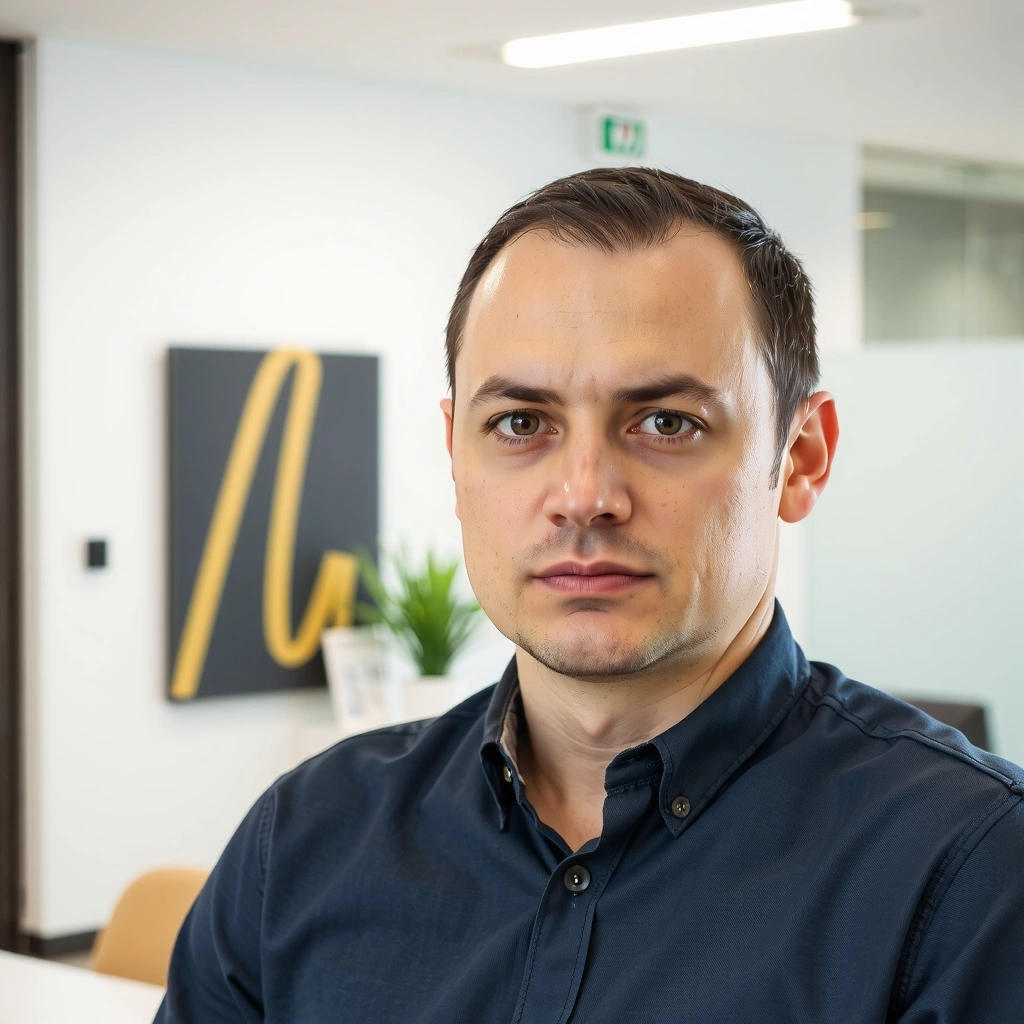 Portrét Tomáše Jelínka, manažera kvality YourClean, s pozorným výrazem.