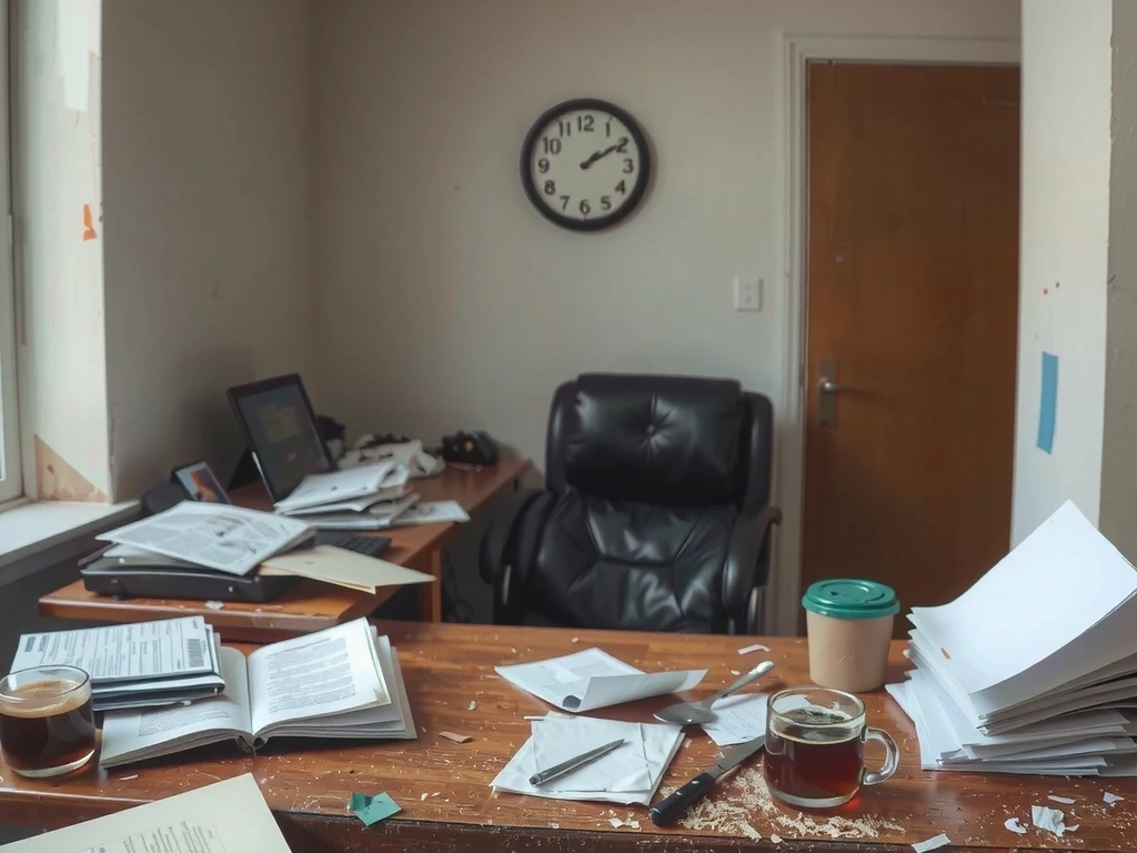 Kancelář před úklidem