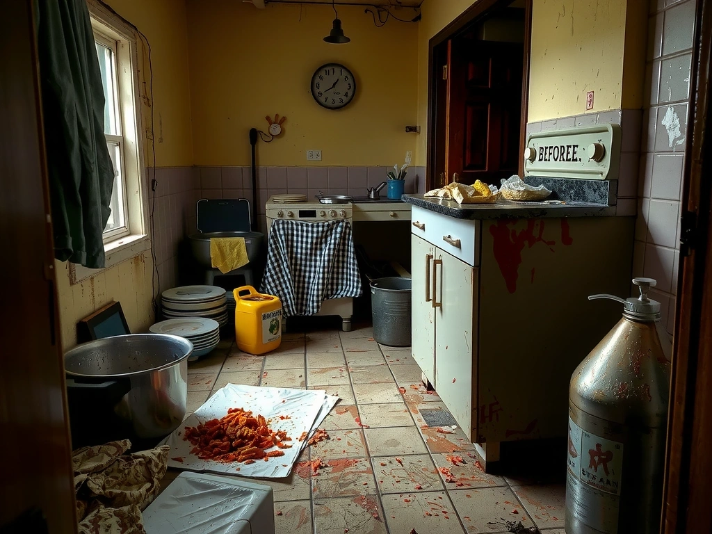 Kuchyně před úklidem