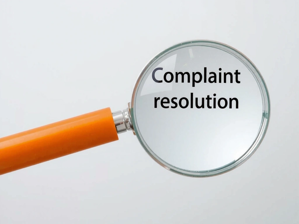 Zvětšovací sklo kontroluje čistotu povrchu, symbolizující kontrolu kvality a reklamace.